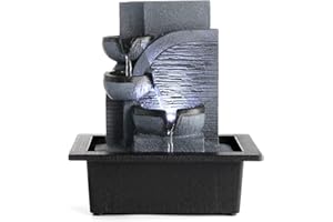 Dyna-Living Indoor Tabletop Fountain Water Fountain with LED Light and Calming Water Sound Relaxation Fountain for Home Bedroom Office Décor