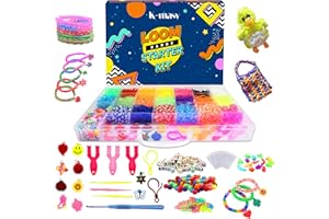k-masy Loom Bands Kit 5000 + Colorful Rubber Bands Loom Bands Kits for Girls Friendship Bracelet Making in 20 Unique Colors with Beads and Other Accessories in Beautiful Craft Storage Box
