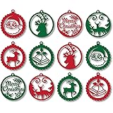 100yellow® MDF Wooden Christmas Ornament Cutout for Christmas Tree Decoration | Pack of 12