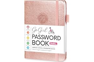 GoGirl Password Book with Alphabetical tabs – Internet Address & Password Keeper Logbook for Password Organization, Journal Notebook for Saving Website Logins. Small Size 11 x 14.5cm - Rose Gold