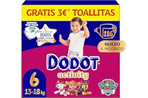 Dodot Activity Baby Diapers, Size 6 (13-18 kg), 116 Nappies, Up to 12h Leak Protection and Fit, Monthly Pack