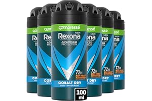 REXONA MEN - Déodorant Homme Cobalt Dry - Spray Compressé Anti-transpirant - Parfum Frais et Longue durée - Protection 72h (lot de 6x100ml)