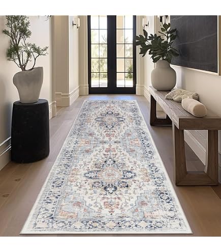 Tapis Couloir Long Antidérapant Motif Fleur - 80x500 Cm - Rouge Vin - Doux Et Chaleureux