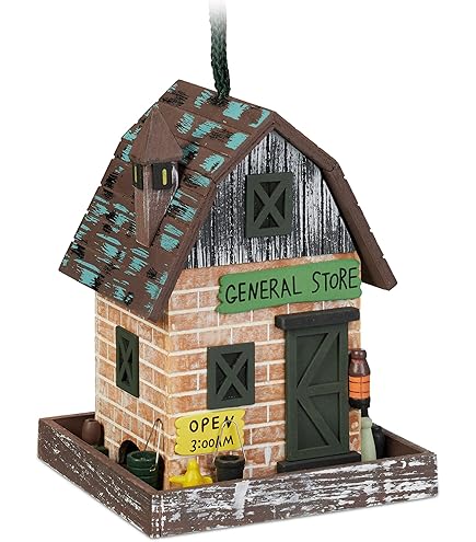 Mangiatoia Uccelli Legno FSC - Casetta Da Appendere Stile Western, Multicolore 18x18x23 Cm - Foto 5