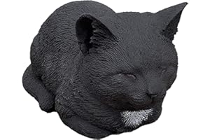 Stone and Style Piedra Figura Gato ruhend Negro Estatuas Decorativas Resistente a Las heladas. Impermeable de Piedra