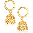 MEENAZ Hoop bali Jhumki Jhumka Earrings for Women Girls Traditional Temple 1 One Gram Gold Brass Copper South Indian Screw Back Meenakari Ear Chains Peacock Jhumkas Combo Wedding -GOLD JHUMKI-M316