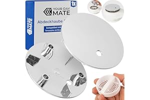 Abdeckhaube Set mit Haarsieb für Duschabfluss, Ø 115 mm, kompatibel mit Viega Tempoplex Ablauf ab Baujahr 2006, verchromter ABS ASA Deckel, weisser Haarfilter, Kappe Dusche Abfluss, Garnitur Abdeckung