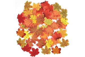 EHDWXVZM 50 sztuk sztucznych liści klonu, sztuczne liście klonu do dekoracji, sztuczne liście klonu, jesienne dekoracyjne liście klonu, Halloween (losowe kolory)