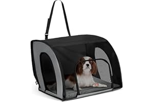 K&H PET PRODUCTS Travel Safety Carrier for Pets, Dog Crate For Car Gray/Black Medium 24 X 19 X 17 Inches