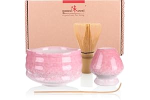 ‎GOODWEI Goodwei Japońska Matcha kompletny zestaw z wysokiej jakości miską do herbaty (Sakura, 120)