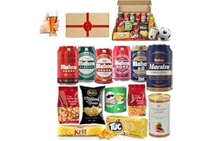 FAMILYCOM. Cesta Cervezas Mahou. Cesta Gourmet Regalo Original con Frutos Secos y Snacks. Surtido de Cervezas Mahou 5 Estrellas para Regalar. Regalo Original para Él, Ella, Día del Padre, Amigo