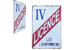 FÉENOMENN Plaque Métal Déco Vintage - Licence IV - Autorisation Débit de Boisson et Alcool - Licence 4 (30x20cm)