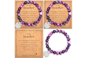 YELUWA 3Pcs Teacher Gifts for Women, Teacher Appreciation Gifts Set, End of The Year Thank You Teachers Gifts from Student, Teacher Bracelets Thank You Gifts for Woman, Natural Stone Teacher Bracelets