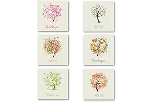 ABSOLUTELY YOURS Thank You Cards Multipack of 24. Each Greeting Cards Pack includes 6 Tree designs. 115 x 115mm. Blank Inside. Envelopes included. Made in UK.