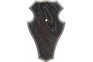 K & S Gehörnbrett Eiche mit Kiefereinlage Rehbock Gamswild Hell Dunkel Set mit Gehörnklammer, Braun (Dunkel 9 x 12, 1)