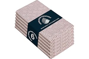 HEIRLOOM COMFORT Brown Cloth Napkins Set of 6, Diamond Pattern Weave, 40x40 cm, 100% Cotton, Durable & Washable Fabric Table Linen for Dinner, Rustic Dining, Everyday Meals & Festive Occassions