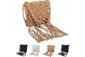 Fililogor Borse a Tracolla da Donna Piccola Borsa da Spiaggia Summer, Borsa da Spiaggia di Intrecciata Cotone con Cerniera e Nappa per Viaggio Spiaggia