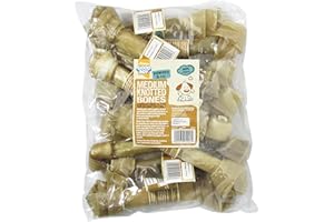 Good Boy - Medium Rawhide Knotted Bones - Dog Chews - Made From 100 Percent Natural Hide - Pack of 10 - Dog Treats Natural
