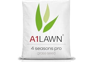 A1LAWN A1 Lawn 4 Seasons Pro Grass Seed, 5kg (140m2) – Durable, Hard-Wearing, Sports Quality Lawn Seed with Year-Round Germination, for New Turf & Over-Seeding – UK Quality DEFRA Approved (AMPRO24)
