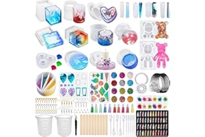 TAVADA Epoxidharz Formen Set,Epoxidharz Set,18+ Stück Epoxidharz Silikonform,Epoxidharz Formen,Silikonformen Epoxidharz mit Quasten,Messbecher und Sticks Werkzeug Zubehör,für Anhänger Halskette