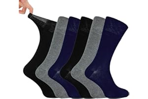 IOMI Footnurse - Mens 6 Pairs Cotton Non Elastic Diabetic Socks With Honeycomb Top