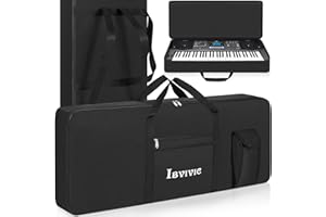 OUUTMEE Housse pour Clavier 61 Touches, Sac pour Clavier 61 Touches en Tissu Oxford 600D, Sac de Transport pour Clavier Piano Électrique 10MM Rembourré avec Poignées et Bandoulière Réglable (Noir)