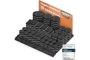 moinkerin Filzgleiter Selbstklebend 111 Stücke Filzgleiter für Stühle Mit Klebkraft Filzunterlagen für Möbelfüße 5mm Dicke Geräuschdämpfung & Kratzschutz Möbelgleiter Schneiden Sie Jede Form Schwarz