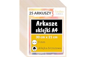 Creative Deco 25 x A4 Sklejka 3mm | 300 x 210 x 3 mm (+/- 2mm) | Płyty ze Sklejki do Majsterkowania i Prac Manualnych Pirografii, Cięcia Laserem, Modelarstwa, Frezowania, Ploter CNC, Wyrzynarka