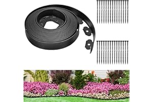SARSTRY Flexible Lawn Edging 10M, Plastic Garden Edging 5CM Tall, Landscape Edging with 30 Stakes, No Dig Garden Edging Border Lawn Edging Roll for Lawn, Grass, Yard (5CM x 10M)