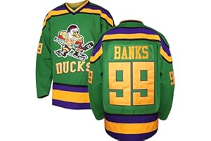 PHONEUTRIX Adam Banks #99 Mighty Ducks Movie Hockey-Trikot, Weiß/Grün