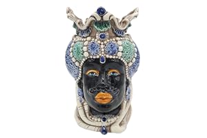 sicilia bedda - Caltagirone keramiska sicilianska Moro huvuden - handgjorda - höjd 18 cm (Saracens huvud