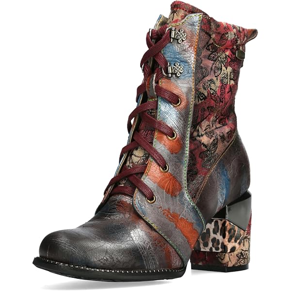 Bottines Laura Vita Maevao 14 - Rouge Multicolore - Taille 38 EU - Cuir Et Textile - Neuf Avec Boîte