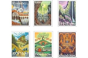 DKORARTE Set 6 Láminas A3 Decorativas Pared para Cuadros Decoración Salón Modernos, Dormitorios, Habitación, SIN Marco, Series y Películas El señor de los Anillos, El Hobbit, (41 x 29,7 cm)
