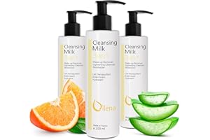 OÏLÉNA Lait Démaquillant Micellaire 3en1 – Vegan & Naturel – Démaquille Waterproof, Nettoie, Hydrate – Peaux Sensibles – Aloe Vera, Vitamine E, Amande & Papaye – 3 x 200 ml – Made in France