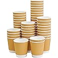 PARICOTT-200 ml, 50 Count Recyclable Ripple Cups| Sustainable Disposable Ripple Paper Cups | Eco-Friendly Hot Cups | Sturdy, Microwave Safe (200 ml, Brown) (Pack of 50pcs)