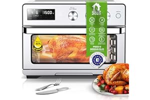 TURBOTRONIC BY Z-LINE Turbotronic AF32DRD Forno ad Aria XXL 32L 5 in 1, con Girarrosto, Friggitrice ad Aria, Essiccatore, Grill e Forno Ventilato, 1700W, Temperatura 25°C, Ideale per Pollo, Pizza e Dolci