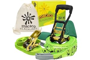 Macaco Slackline Kit 16m with Training Line | Slack Line Outdoor for Kids | Forest School Equipment | Circus Skills Equipment for Kids | Outside Toys for Kids Outdoor Play Equipment