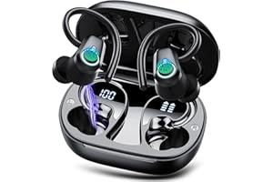 POOUNUR Cuffie Bluetooth Sport, Auricolari Bluetooth 5.3, Cuffie Wireless In Ear, 50Ore HiFi Stereo Immersivo con 4 ENC Mics, Cancellazione Rumore, IP7 Impermeabili/LED Display Cuffiette Senza Fili per Sport