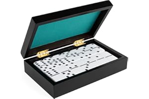 SPIN MASTER GAMES Legacy Deluxe Double-6 Dominoes, Classic Original Board Game Set of 28 Dominoes in Luxury Lined Wood Case, for Kids and Adults Aged 8 and up