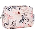 Small Makeup Bag for Handbag Cute Cosmetic Bag Mini Makeup Pouch Travel Make up Bag for Purse (Beige Flamingo)