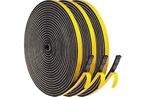 BYNSAER Samoprzylepna taśma uszczelniająca do drzwi i okien, 6 mm (szer.) x 3 mm (śr.) / 18 m piankowa taśma klejąca, gumowa uszczelka chroniąca przed zimnymi przeciągami / antykolizyjna/dźwiękoszczelna / wodoszczelna / pyłoszczelna