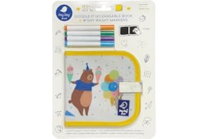Jaq Jaq Bird 1108076 Mini livre de coloriage à la craie effaçable avec 4 stylos Wishy Washy Washy, pour enfants à partir de 3 ans, planche à dessin réutilisable pour la maison et les déplacements
