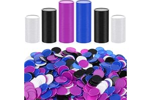 Skylety 400 Stücke Kunststoff Pokerchips 4 Farben 1 Zoll Kleine Lernzähler Blanko Chips Karte zum Zählen Lernen Mathe Kinder Belohnung (Lila, Blau, Schwarz, Weiß)