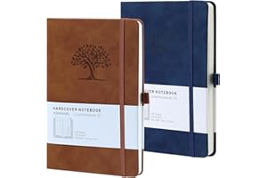 HOMEMARS Carnets et Journaux, Journal intime Adulte, Cahier, Carnet de Notes, Journal, Cahier de Note, Cahier A5, Notebook,Marron Bleu, 100 Feuilles, 100 GSM, Motif Arbre en Gaufrage, Cuir Végétalien