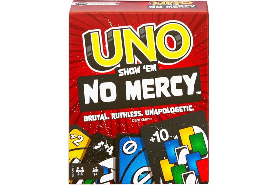 Mattel Games UNO Show ?em No Mercy Card Game for Kids, Adults & Family Parties and Travel With Extra Cards, Special Rules and Tougher Penalties., HWV18