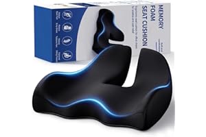 Benazcap X Large Memory Seat Cushion for Office Chair Ergonomic Cushions Pad Pillow for Pressure Relief Sciatica & Pain Relief Memory Foam for Long Sitting for Gaming Chair and Car Seat Black