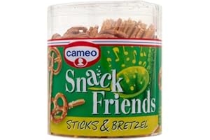 Cameo Snack Friends Sticks & Bretzel 300 g, Salatini Aperitivo, Mix di Sticks e Bretzel Alsaziani con Granelli di Sale in Superficie da Gustare in una Pratica Confezione da 300 g Complessivi