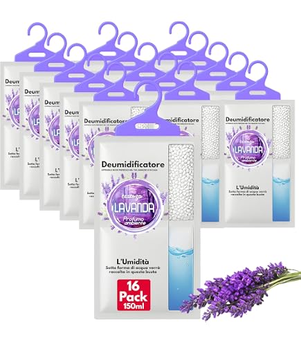 Deumidificatore AROEVE – 10 Sacchetti Sospesi Da 150g Con Cloruro Di Calcio, Capacità 500 Ml Ciascuno, Antigoccia, Carbone Attivo Contro Odori