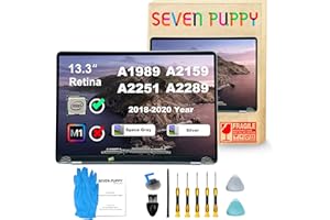 seven puppy (Silber) Ersatzbildschirm für Pro A1989 A2159 A2289 A2251 2018 2019 2020 Jahr 13,3 Zoll Retina LCD Display Assembly EMC 3214 3358 3301 3456 3348 2560 x 1600