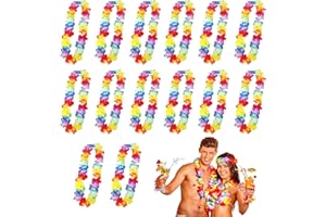 ARTGUTS Lot de 14 guirlandes hawaïennes multicolores - Accessoires de décoration de fête tropicale hawaïenne - Pour fêtes tropicales hawaïennes, fêtes sur la plage, les bars